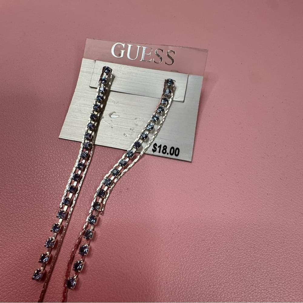 224. GUESS Sparkling Silver Drop Earrings - Thumbnail 2
