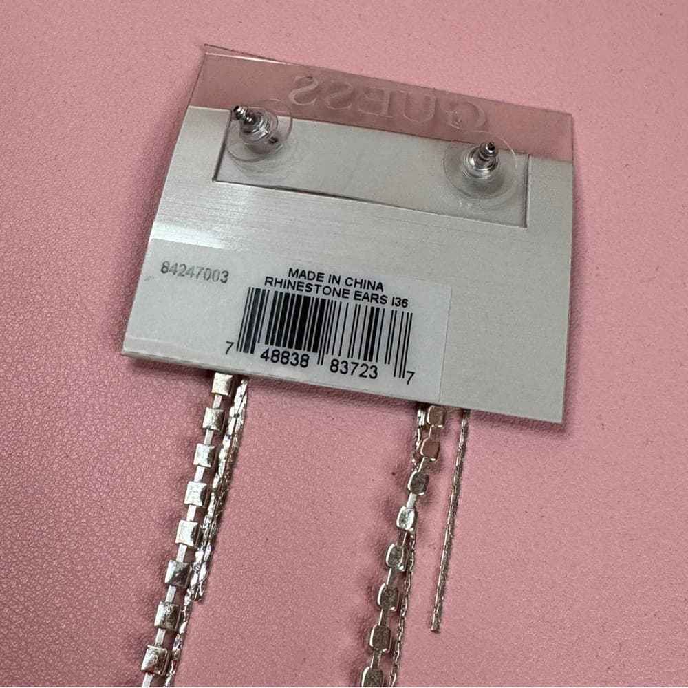 224. GUESS Sparkling Silver Drop Earrings - Thumbnail 3