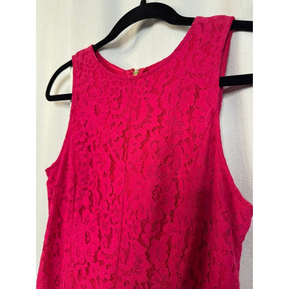 358. Kensie Hot Pink Floral Lace Sleeveless Fit & Flare Dress Size Small - Thumbnail 3