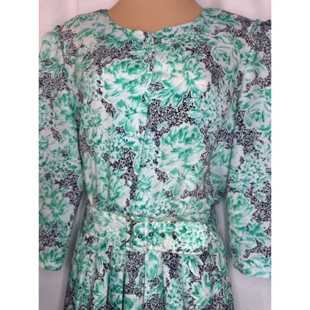 380. Pellini by Von Bramlett Vintage Floral Belted Dress Size L - Thumbnail 4