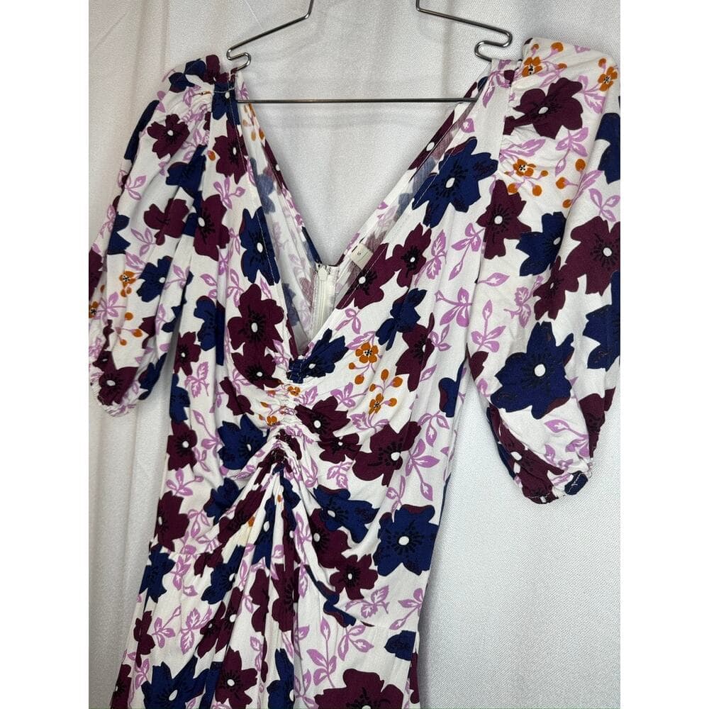 402. Valija Floral Puff Sleeve Ruched Mini Dress Size S - Thumbnail 4