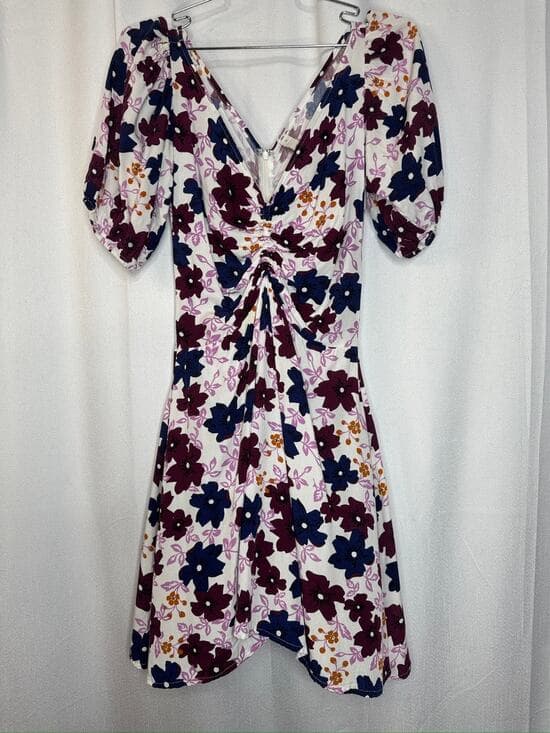 402. Valija Floral Puff Sleeve Ruched Mini Dress Size S - Thumbnail 8