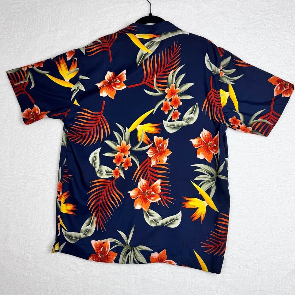 292. Ocean Blue Tropical Hawaiian Short Sleeve Button Up Shirt M - Thumbnail 2