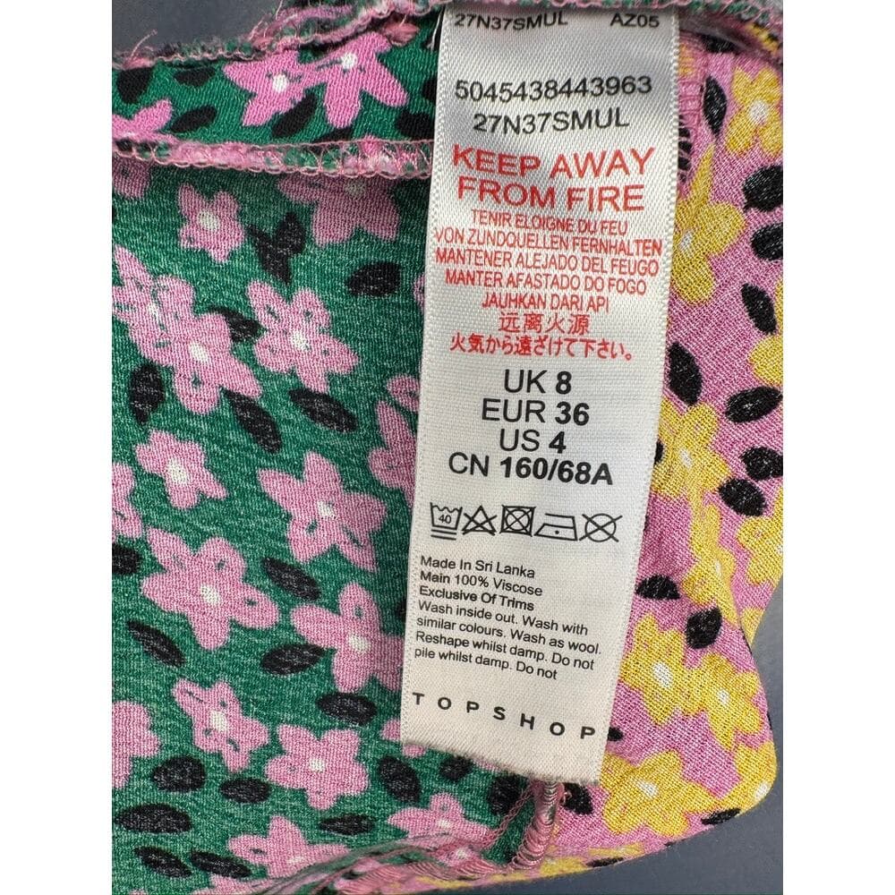 426. Topshop Floral Colorblock Handkerchief Maxi Skirt Size US 4 - Thumbnail 3