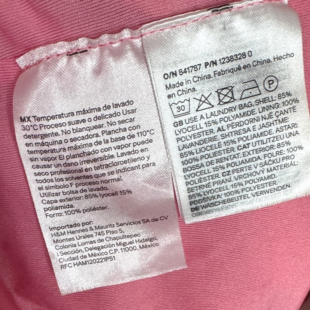 125. H&M Pink Off Shoulder Smocked Long Sleeve Dress L - Thumbnail 5