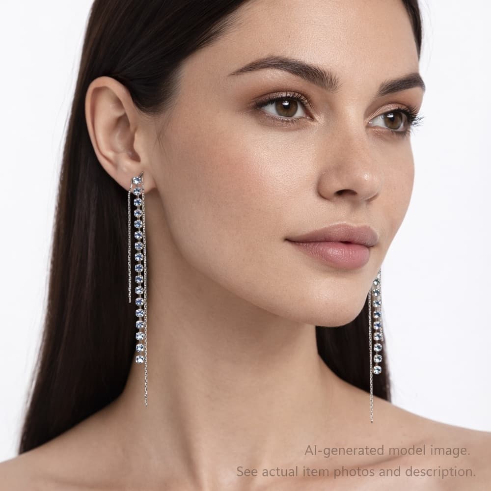 224. GUESS Sparkling Silver Drop Earrings - Thumbnail 5