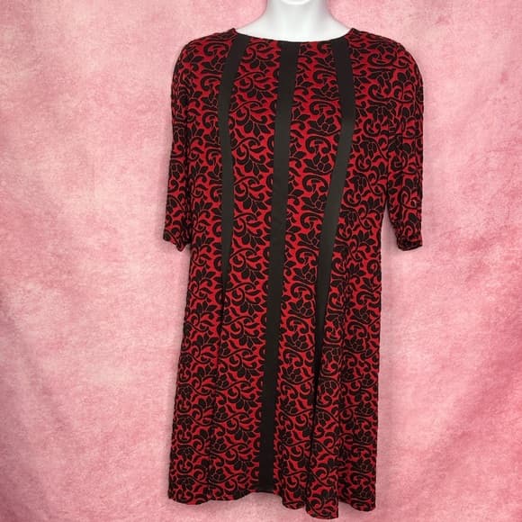 244. CB Red Black Patterned A-Line Dress Women’s Size 18W - Thumbnail 6