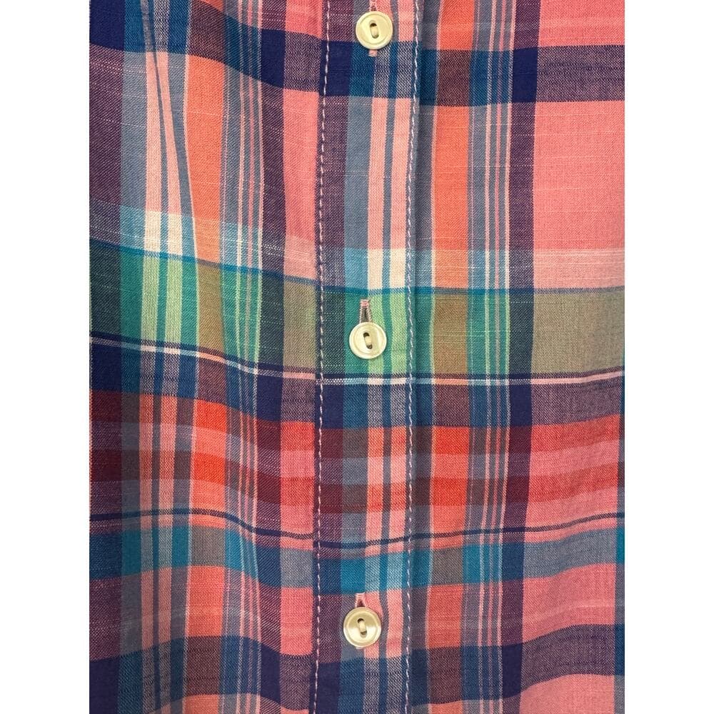 354. NWT Talbots Pink Blue Plaid Sleeveless Belted Dress Size 14 - Thumbnail 3