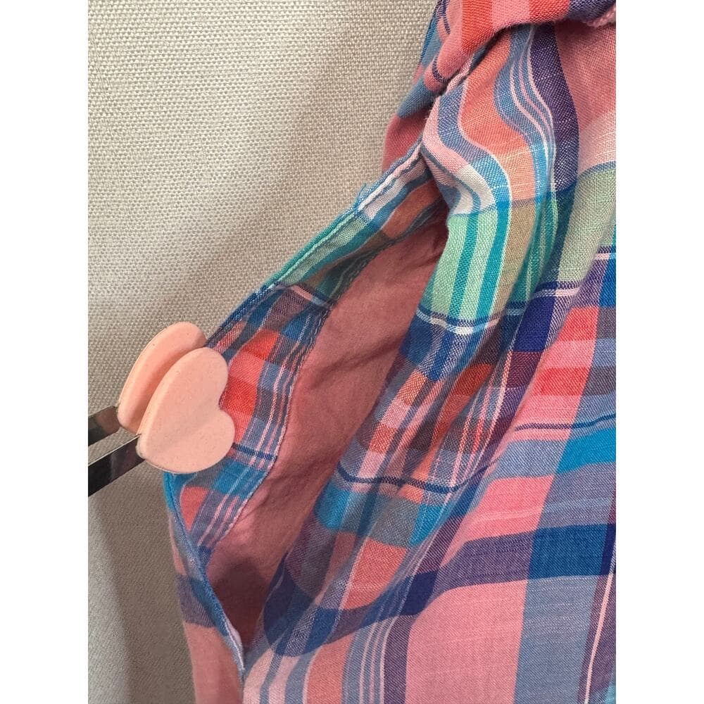354. NWT Talbots Pink Blue Plaid Sleeveless Belted Dress Size 14 - Thumbnail 9