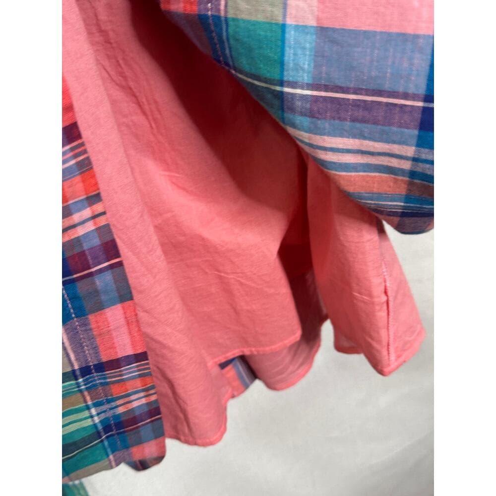 354. NWT Talbots Pink Blue Plaid Sleeveless Belted Dress Size 14 - Thumbnail 8
