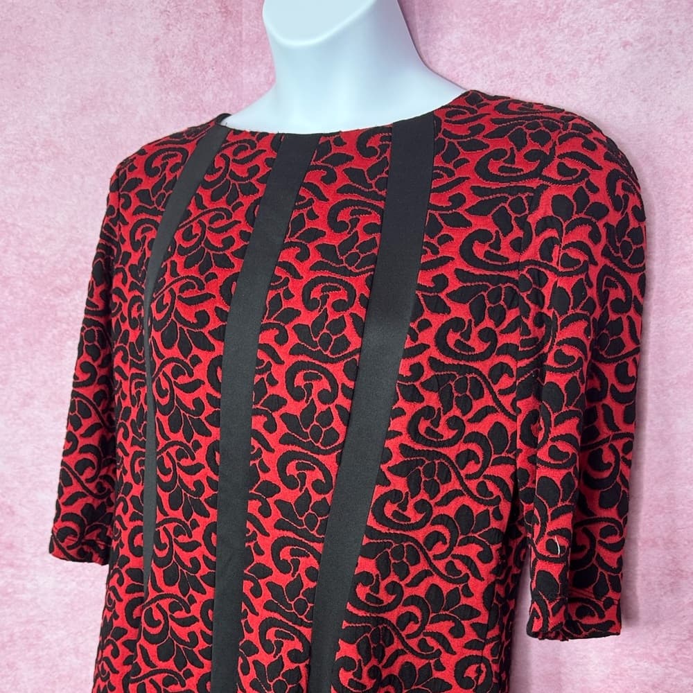 244. CB Red Black Patterned A-Line Dress Women’s Size 18W - Thumbnail 2