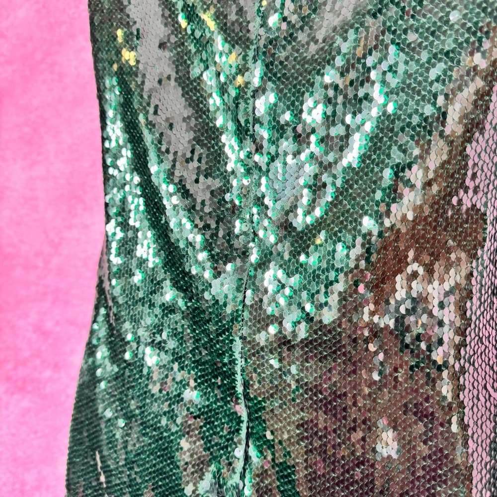 219. Forever 21 Green Sequin Sleeveless Mini Dress S - Thumbnail 5