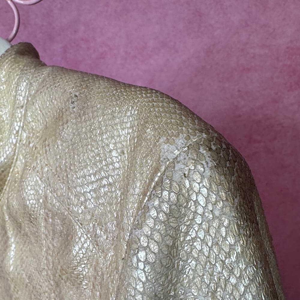 156. Chico’s Gold Faux Leather Moto Jacket Size 1 - Thumbnail 8