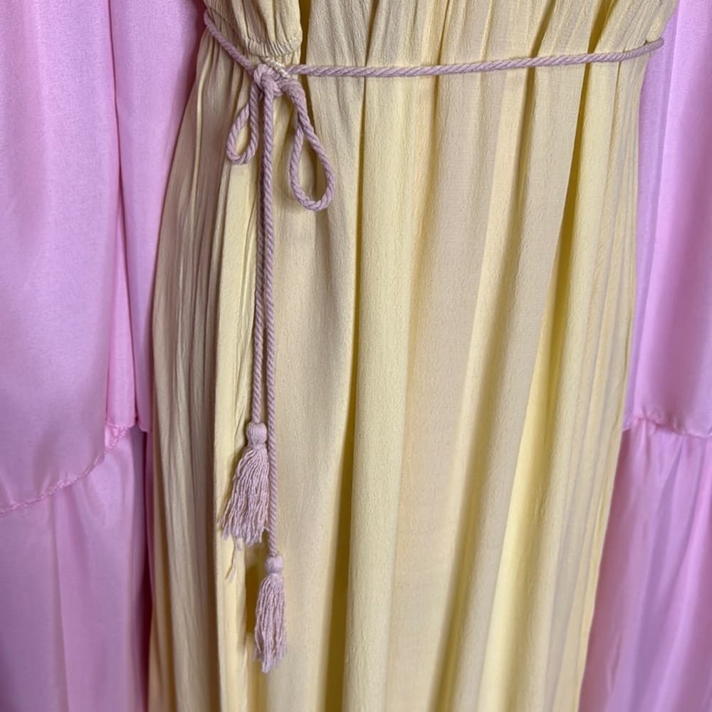 102. Elegant Yellow Off-the-Shoulder Maxi Dress with Rope Waist Tie - Thumbnail 5