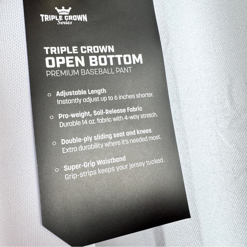 322. Champro Men's White Open Bottom Baseball Pants - Thumbnail 6