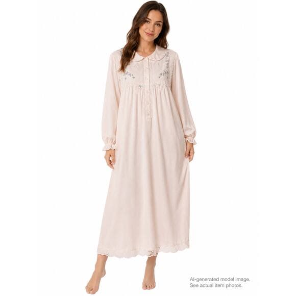 353. Delicates Embroidered Lace Trim Nightgown Sleep Dress Large - Thumbnail 12