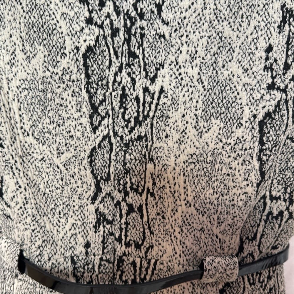 66. Calvin Klein Snakeskin Print Belted Sheath Dress - Size 10P - Thumbnail 4