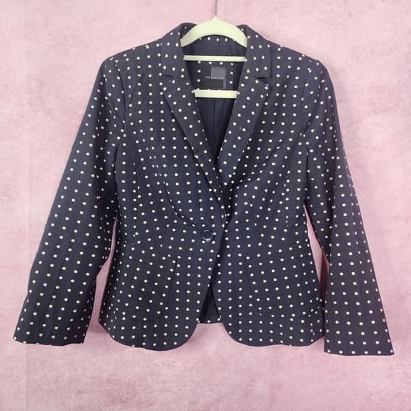 199. The Limited Navy Polka Dot Blazer Jacket Small - Thumbnail 7