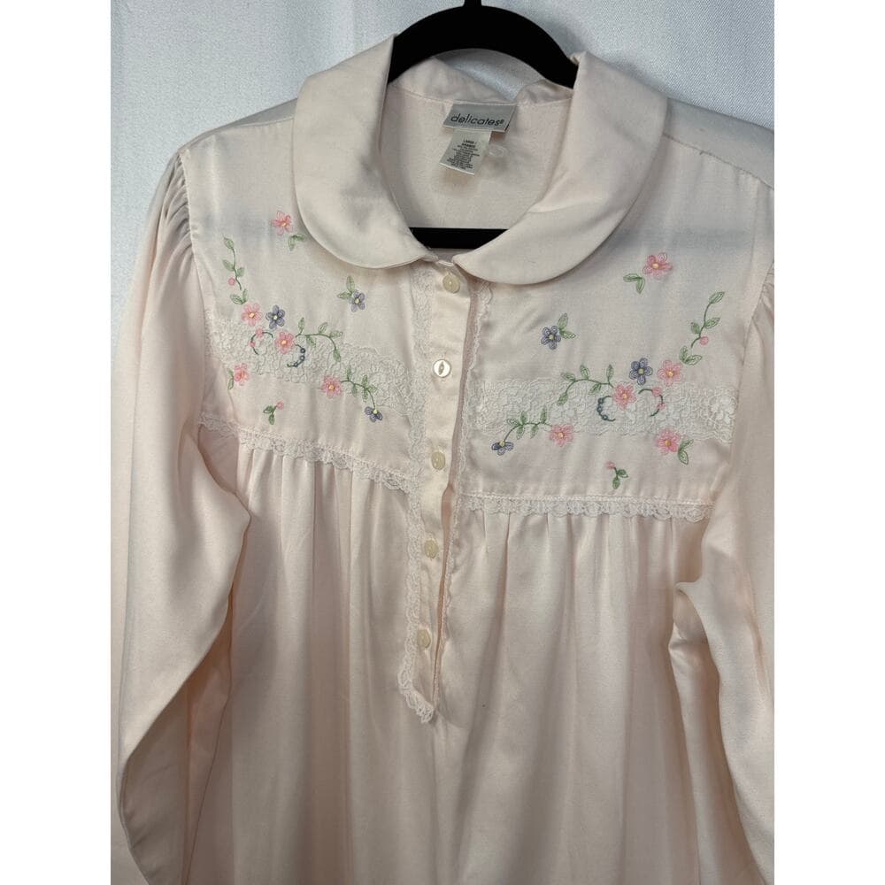 353. Delicates Embroidered Lace Trim Nightgown Sleep Dress Large - Thumbnail 2