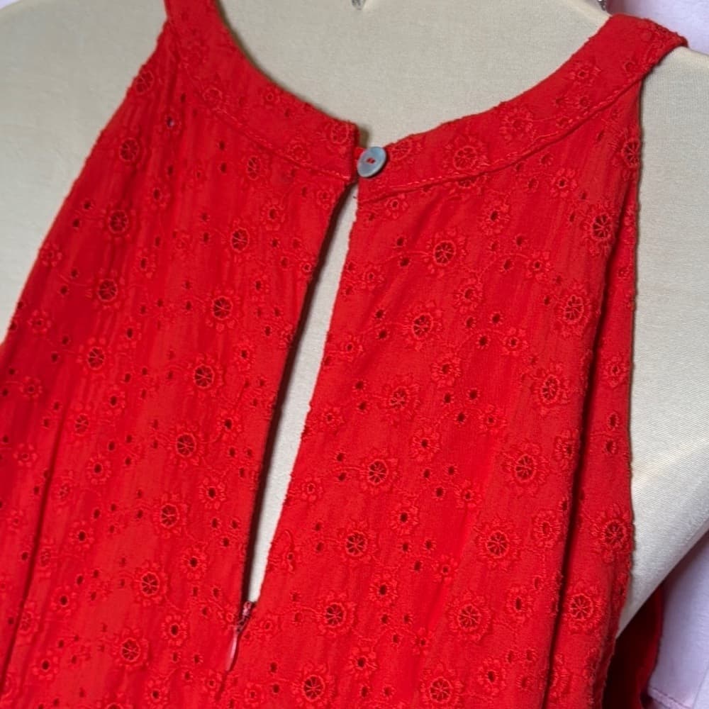 88. Miami Red Eyelet Belted Romper – Size Medium - Thumbnail 3
