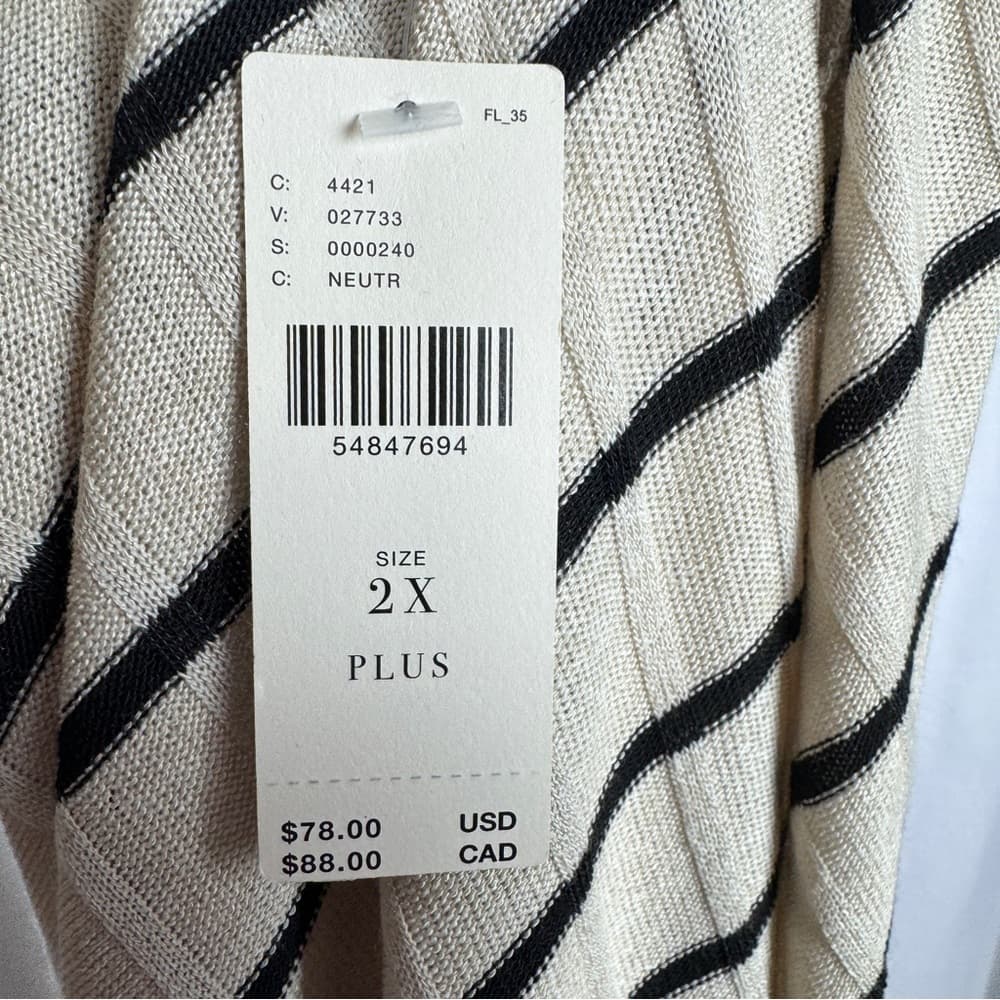 317. Pilcro Anthropologie A+ Eri + Ali Striped Ribbed Mock Neck Top NWT Plus 2X - Thumbnail 8