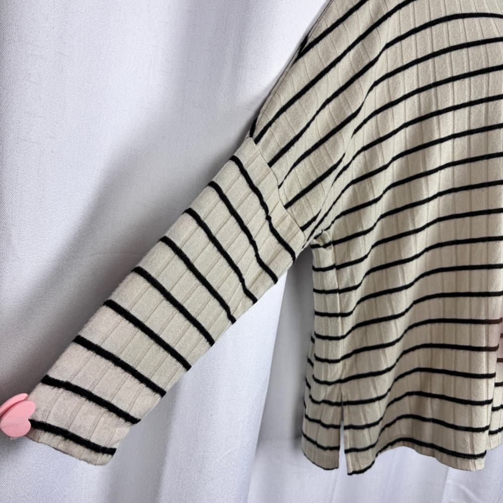 317. Pilcro Anthropologie A+ Eri + Ali Striped Ribbed Mock Neck Top NWT Plus 2X - Thumbnail 5