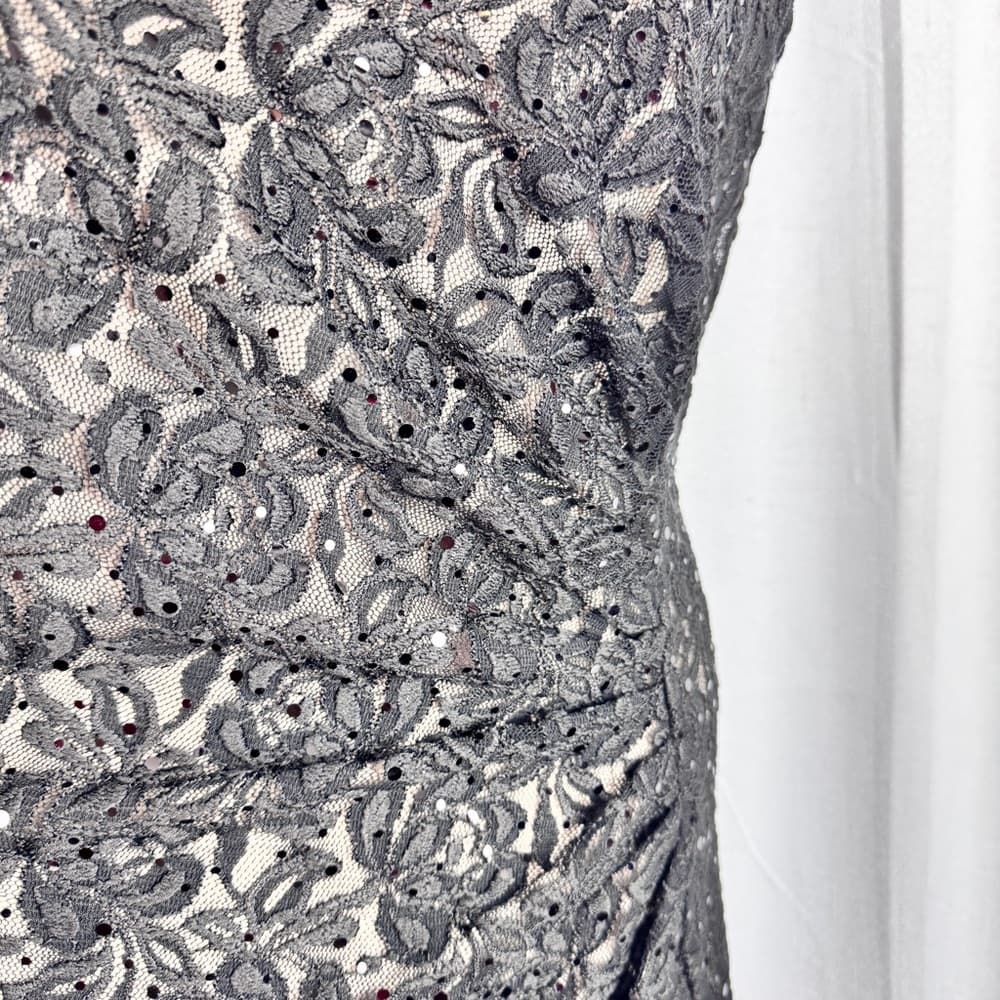 327. TAHARI Arthur S. Levine Black Lace Sequin Cocktail Dress Size 16 - Thumbnail 5
