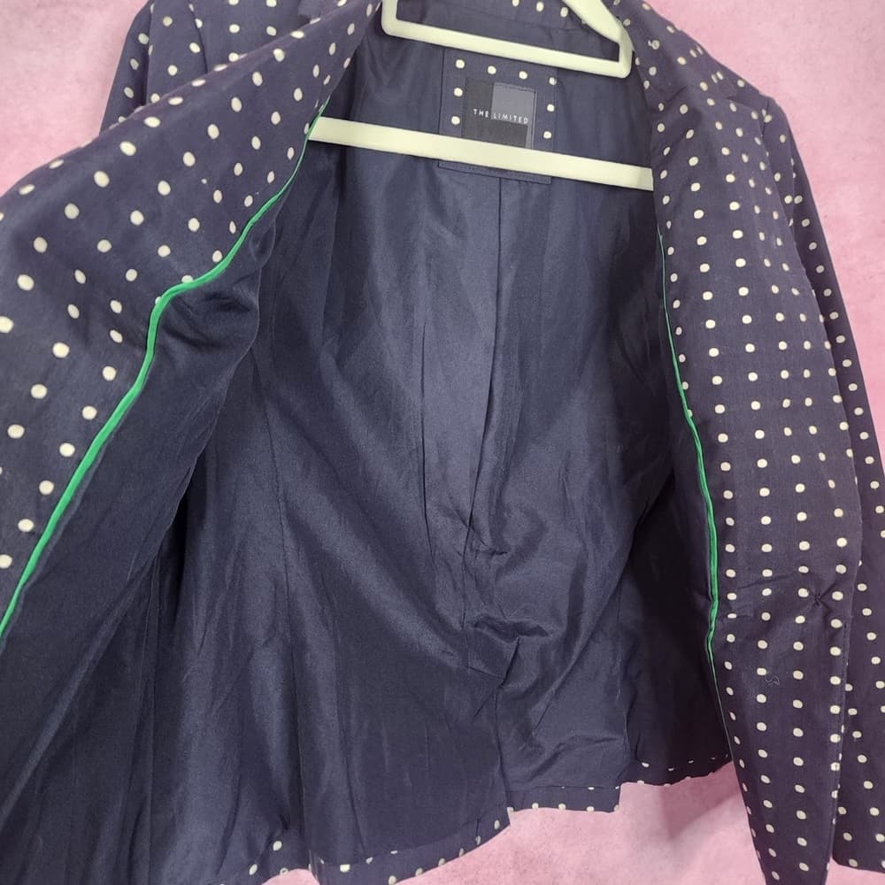 199. The Limited Navy Polka Dot Blazer Jacket Small - Thumbnail 4