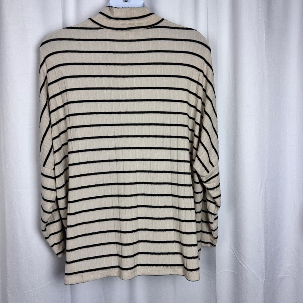 317. Pilcro Anthropologie A+ Eri + Ali Striped Ribbed Mock Neck Top NWT Plus 2X - Thumbnail 4