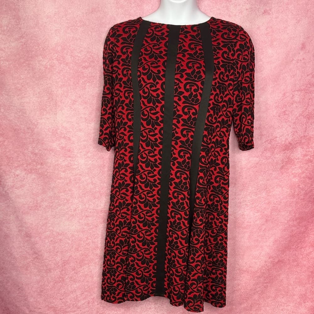 244. CB Red Black Patterned A-Line Dress Women’s Size 18W - Thumbnail 5