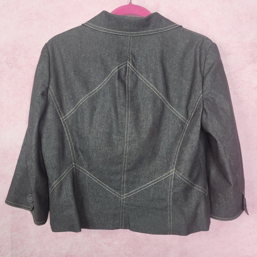 190. Bandolino Petite Stretch Denim Blazer Jacket with Contrast Stitching Size S - Thumbnail 2