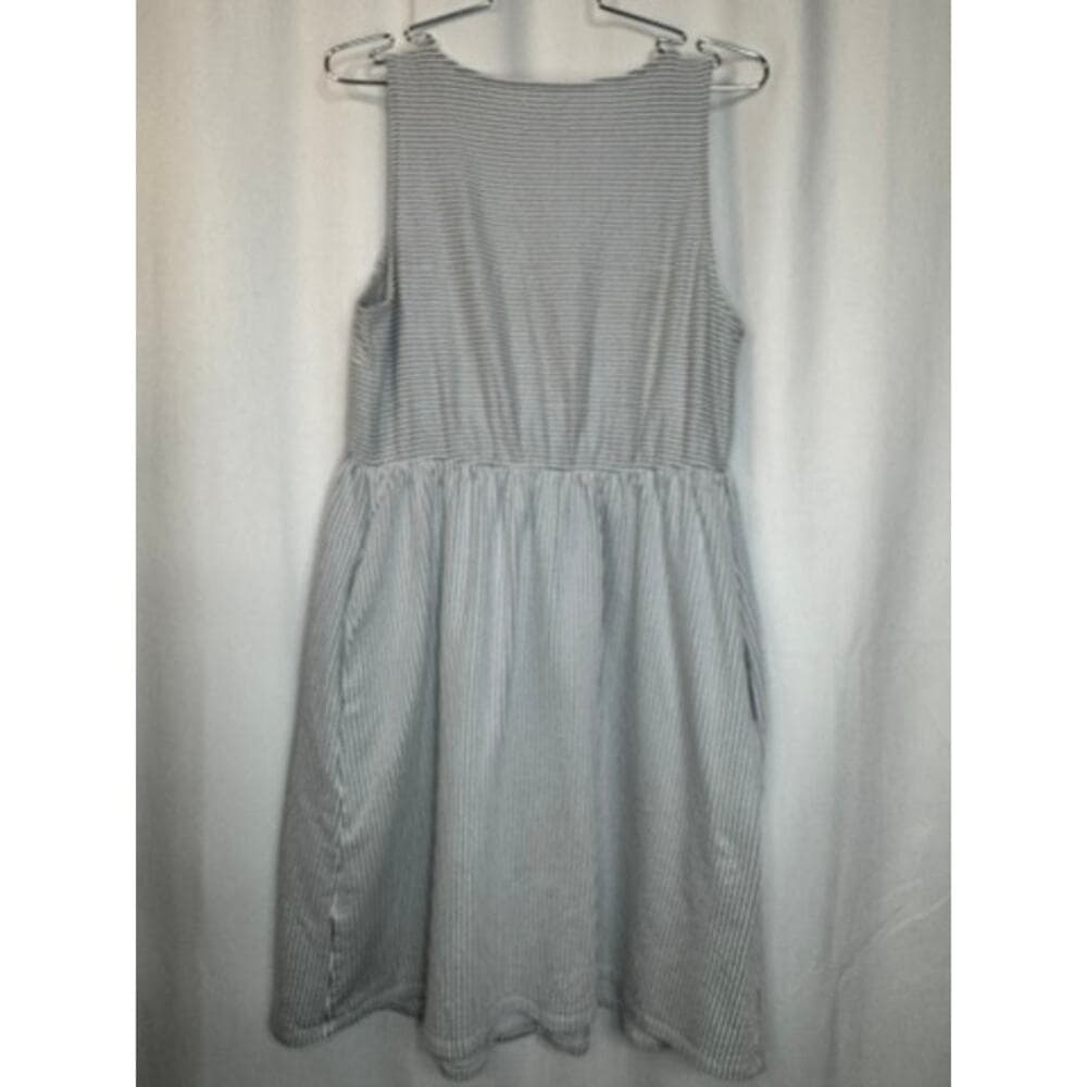376. A Glow Maternity Blue White Striped Button Front Dress Size M - Thumbnail 3