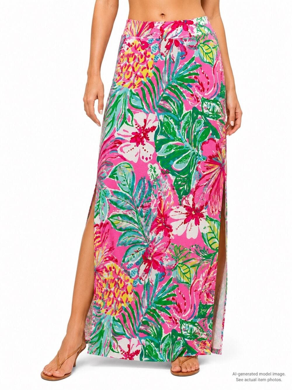 360. Lilly Pulitzer Pink Tropical Print Maxi Skirt Size Small - Thumbnail 7