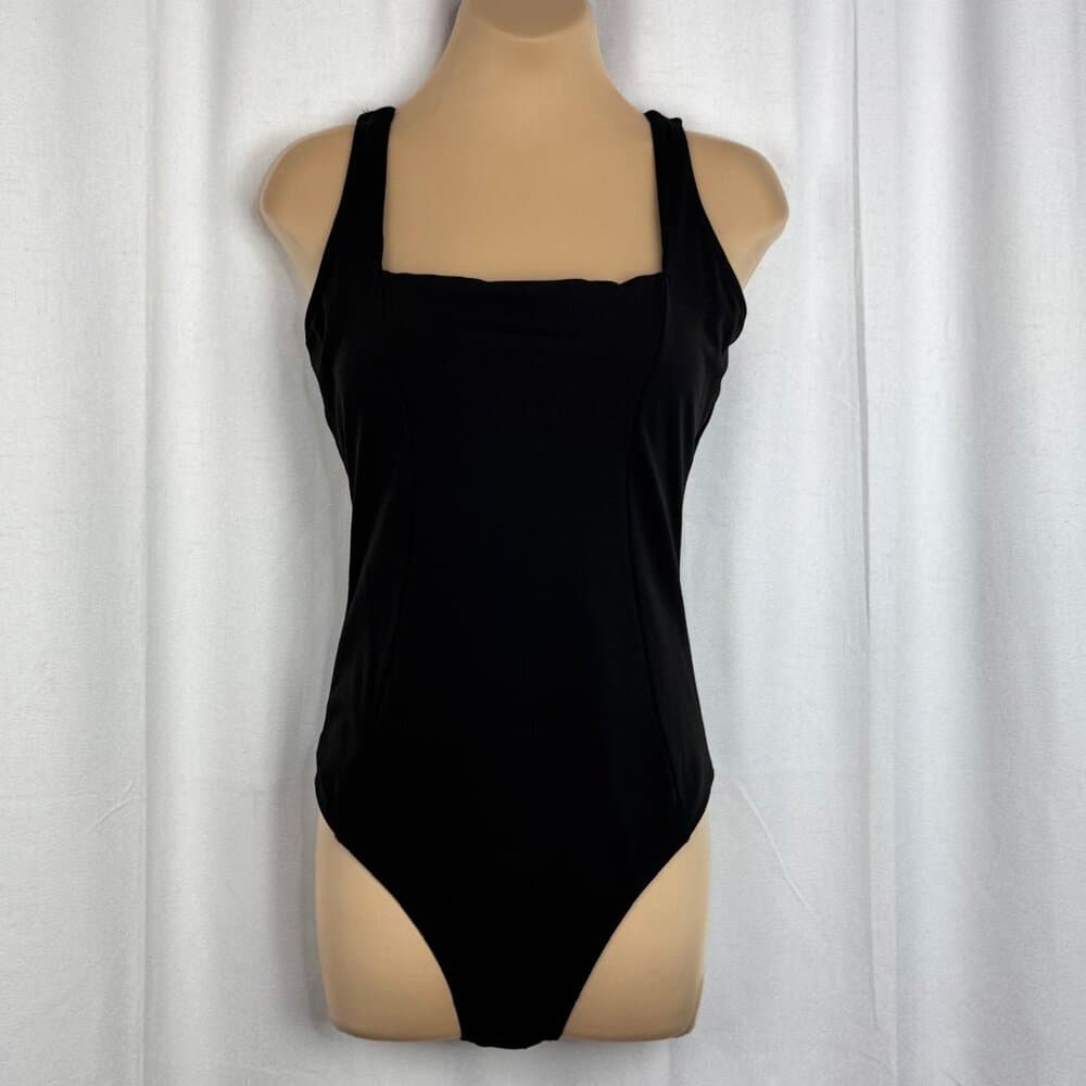 330. TA3 Black Lace-Up Back One-Piece Swimsuit XL