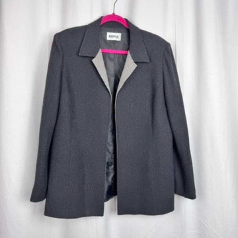 336. Kasper Gray Open Front Career Jacket Blazer Women’s Size L - Thumbnail 2