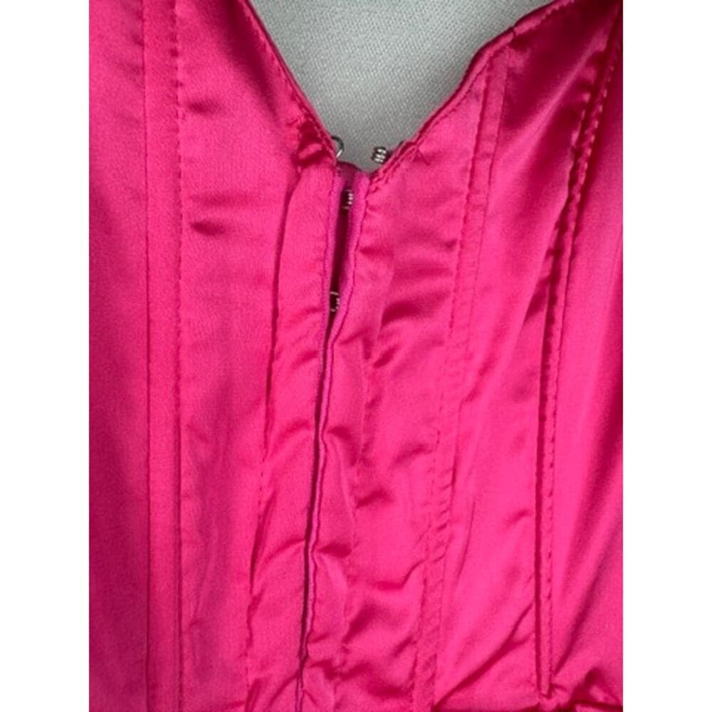 375. Sugar Thrillz Hot Pink Satin Ruched Bodycon Mini Dress Size XXS - Thumbnail 3