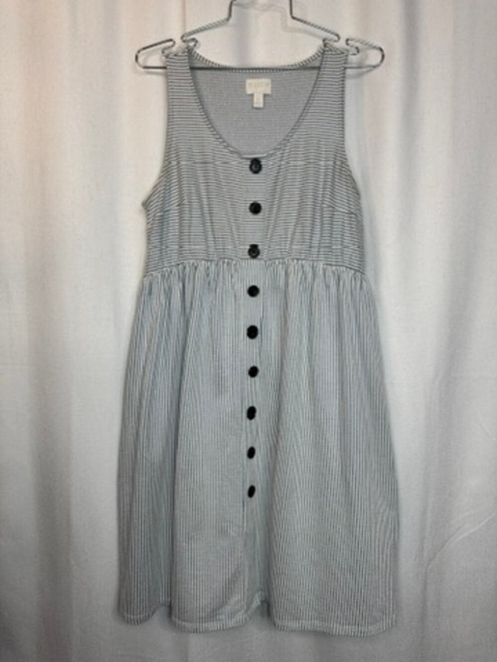 376. A Glow Maternity Blue White Striped Button Front Dress Size M - Thumbnail 6