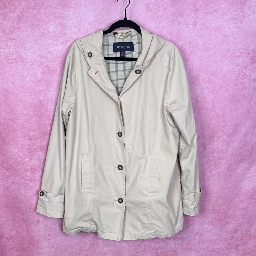 245. London Fog Khak(ease) Women’s Hooded Khaki Coat XL - Thumbnail 2