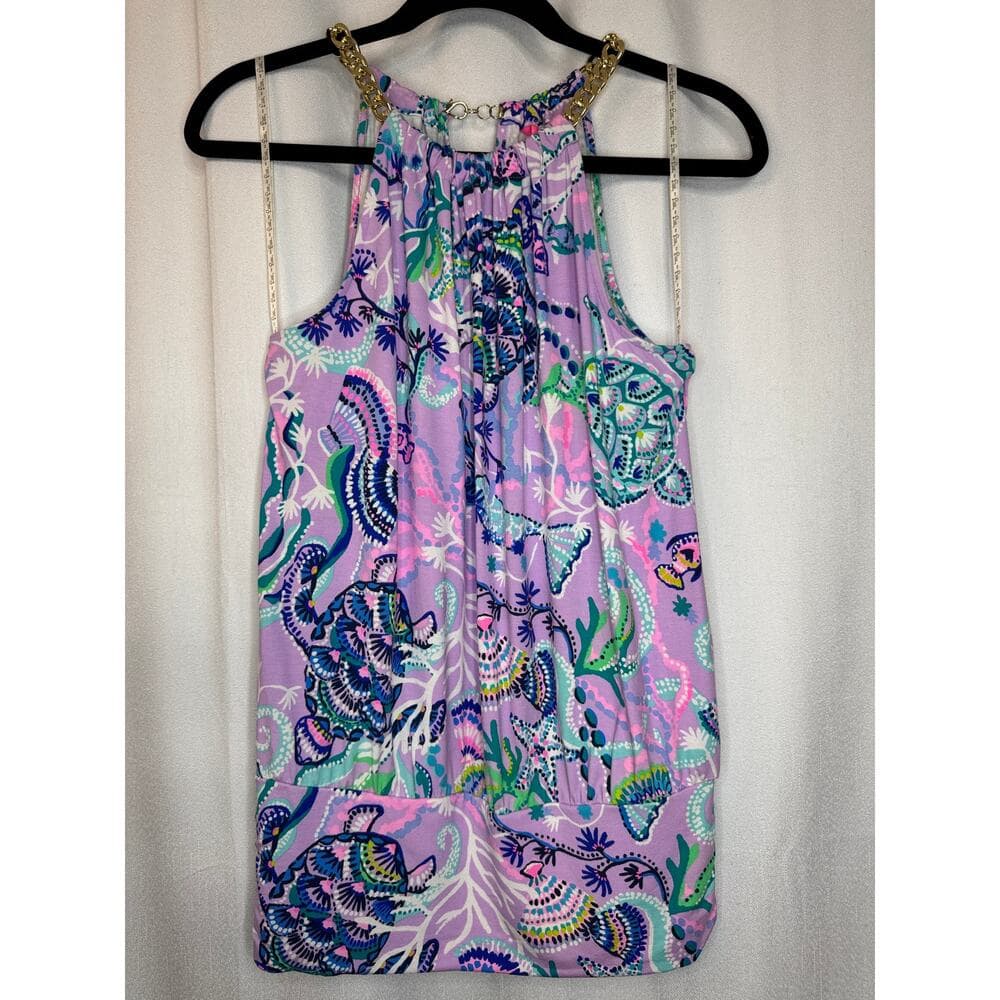 363. Lilly Pulitzer Halter Tank Top Purple Sea Life Print Size S - Thumbnail 5