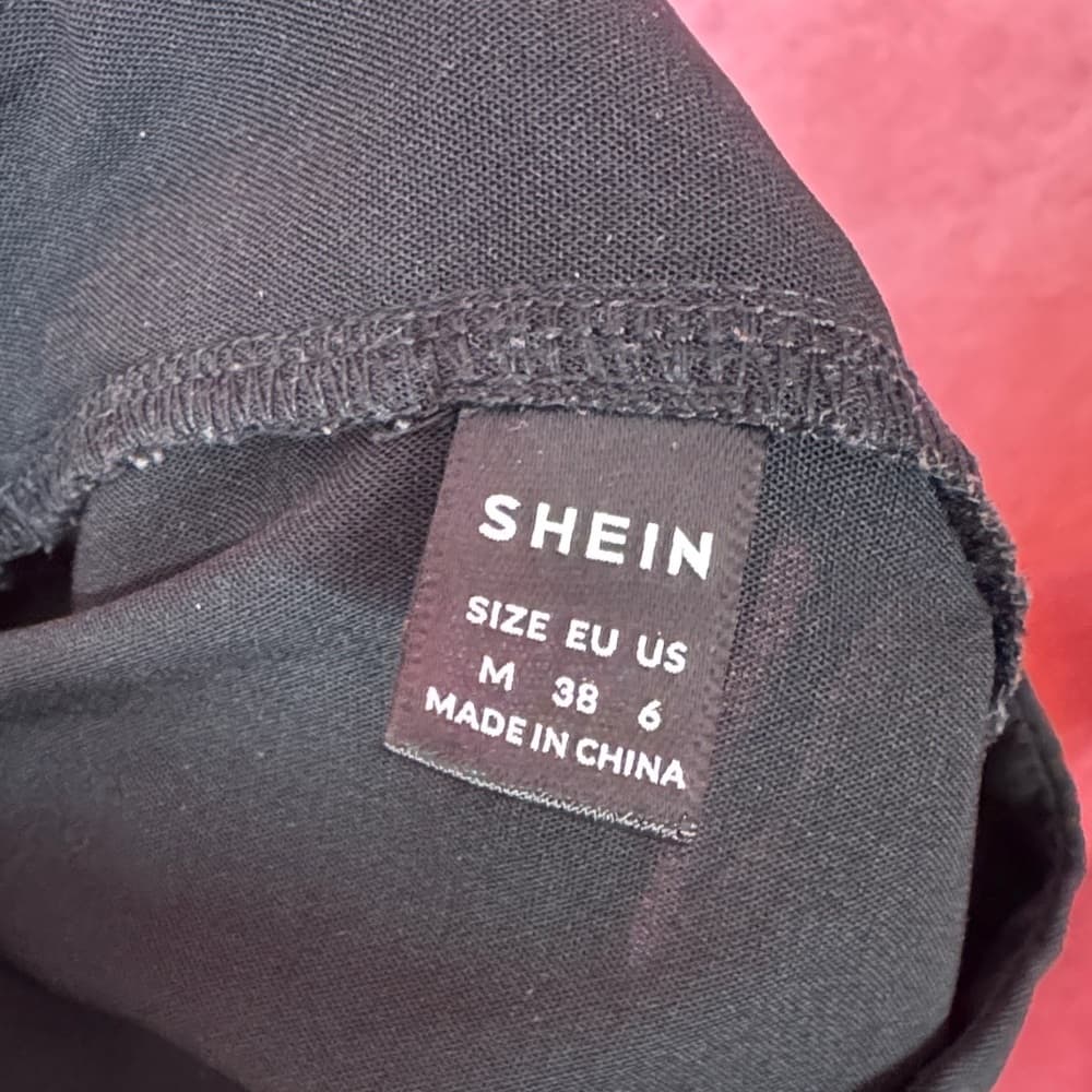 124. Shein Black Tie-Front Oversized Midi Dress Size M - Thumbnail 5