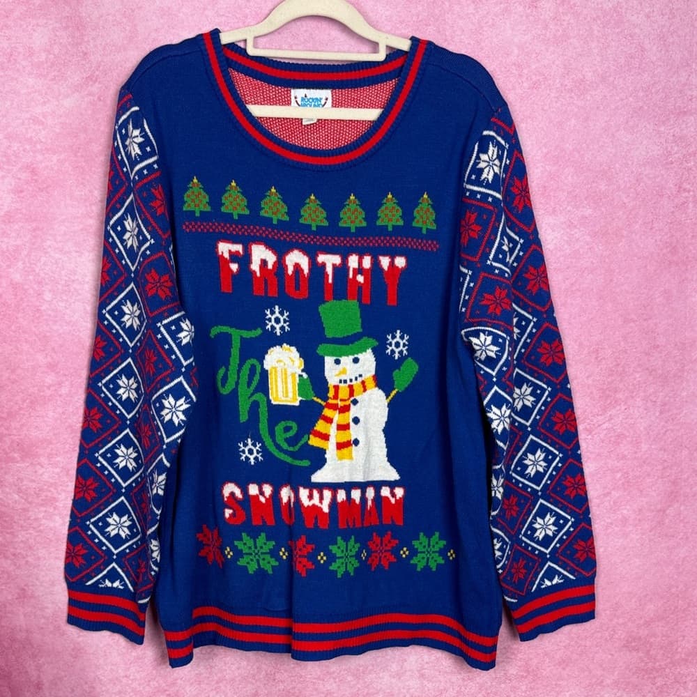 252. Rockin’ Around Frothy the Snowman Christmas Sweater XXL - Thumbnail 6