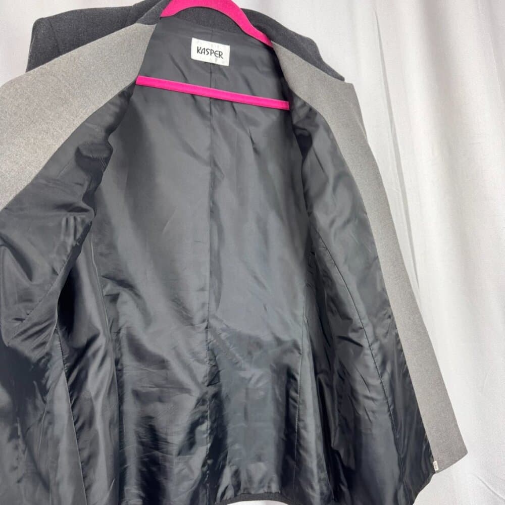 336. Kasper Gray Open Front Career Jacket Blazer Women’s Size L - Thumbnail 6