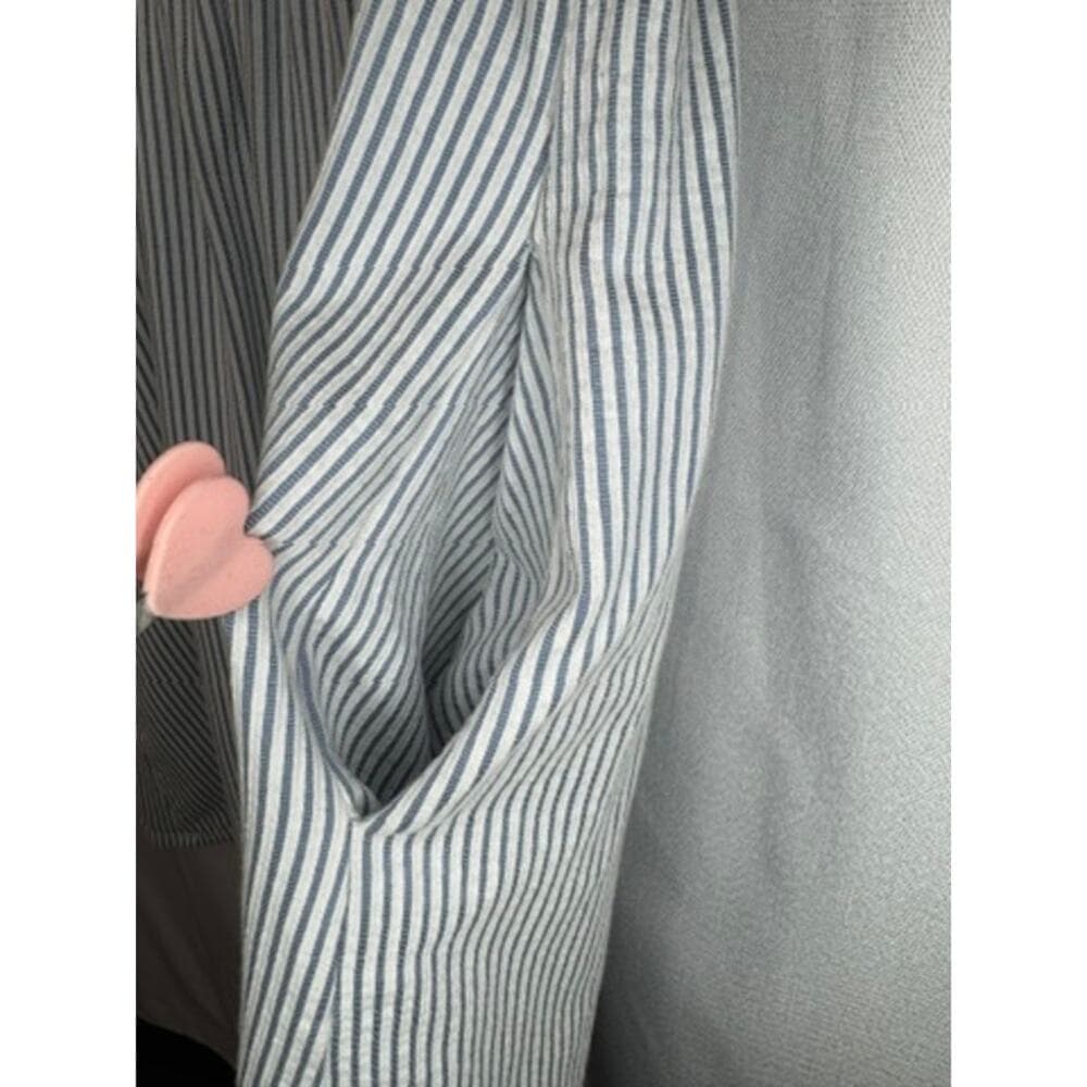 376. A Glow Maternity Blue White Striped Button Front Dress Size M - Thumbnail 4