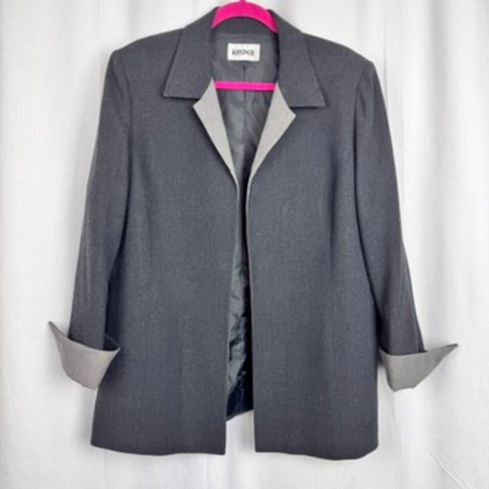 336. Kasper Gray Open Front Career Jacket Blazer Women’s Size L