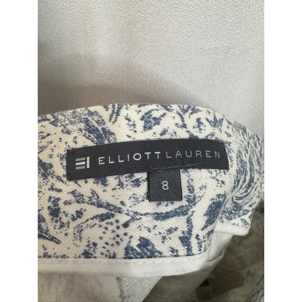384. Elliott Lauren Blue White Floral Print Pencil Skirt Size 8 - Thumbnail 2