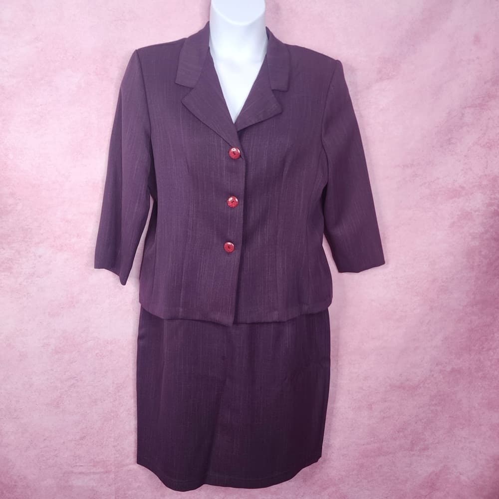 195. NWT Vintage D.J. Summers Purple Skirt Suit Set 18M - Thumbnail 2
