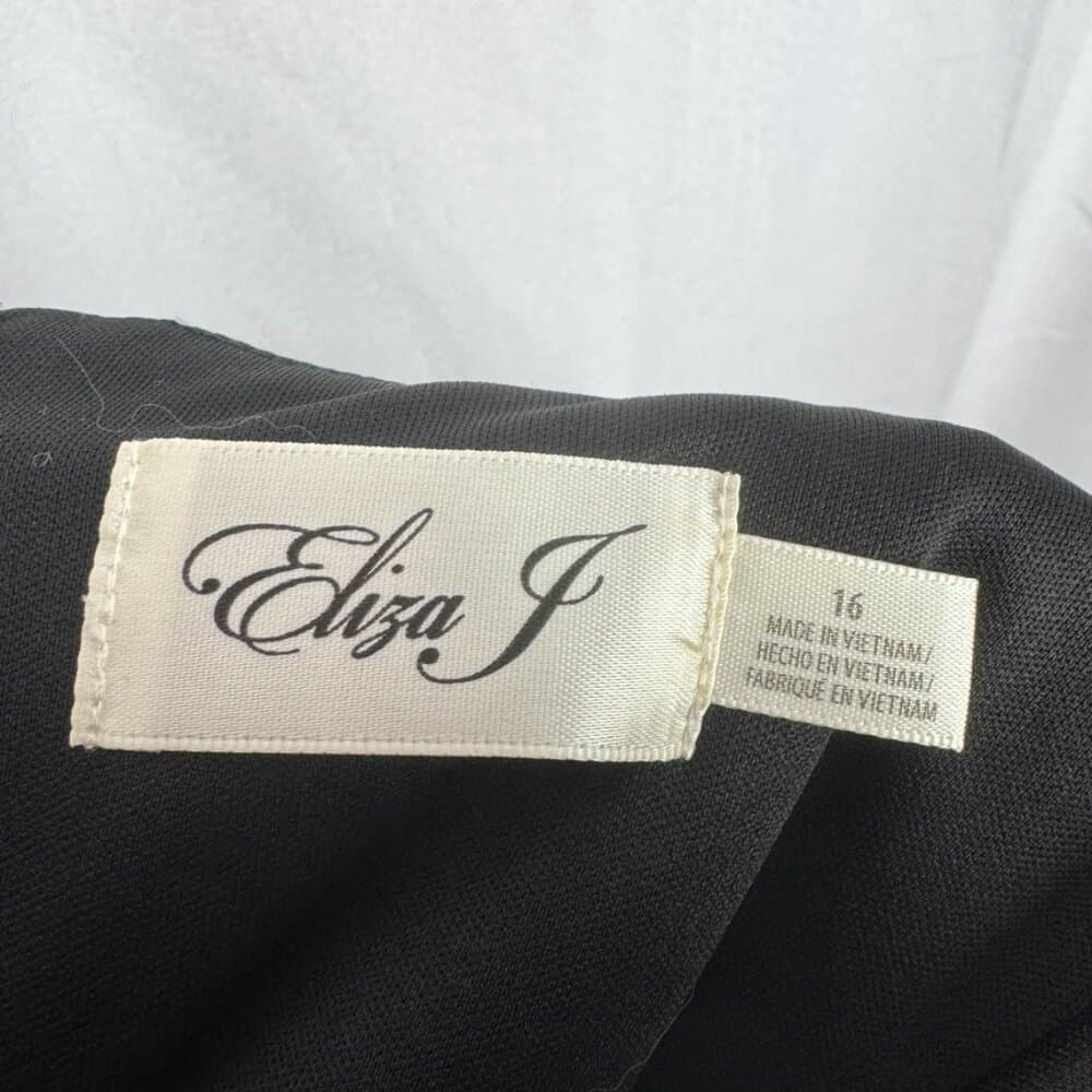335. NWT Eliza J Black Satin Twist Bodice Sleeveless Midi Dress 16 - Thumbnail 4