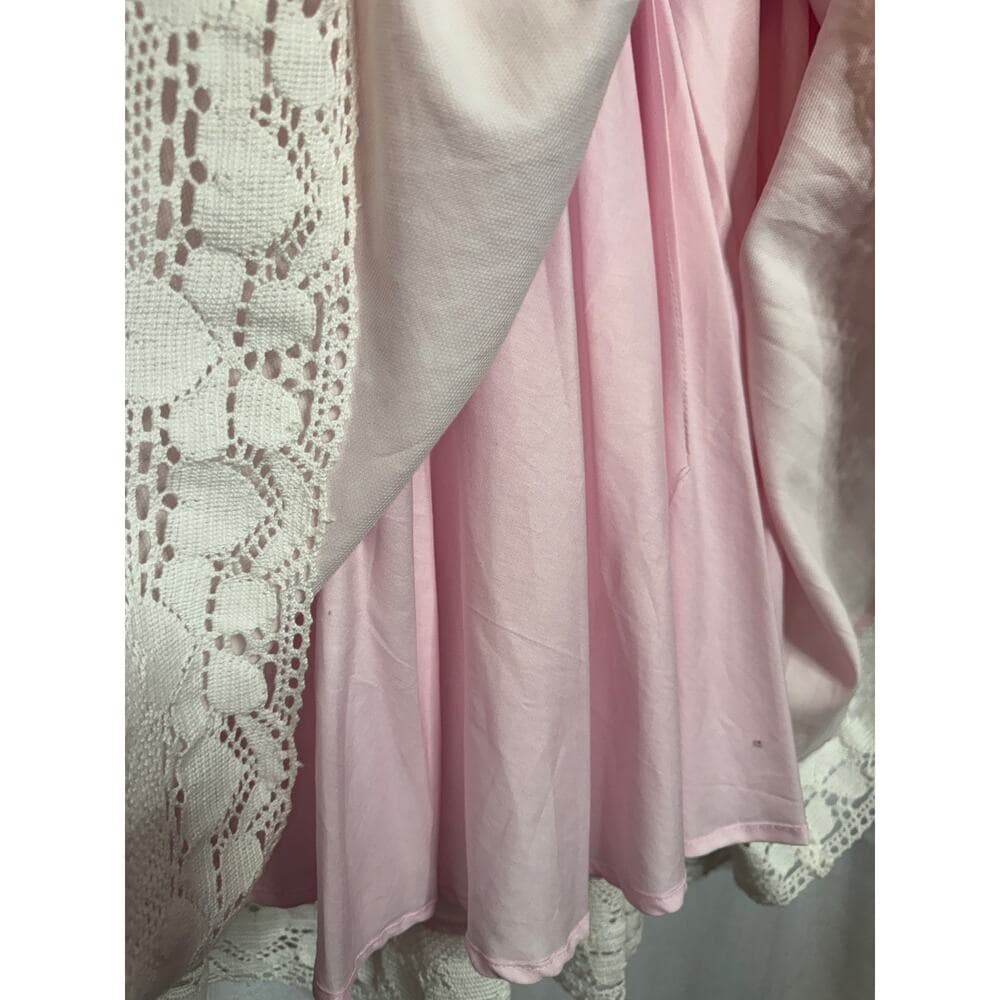 346. Beautiful Handmade Pink Polka Dot Lace Trim Dress - Thumbnail 6