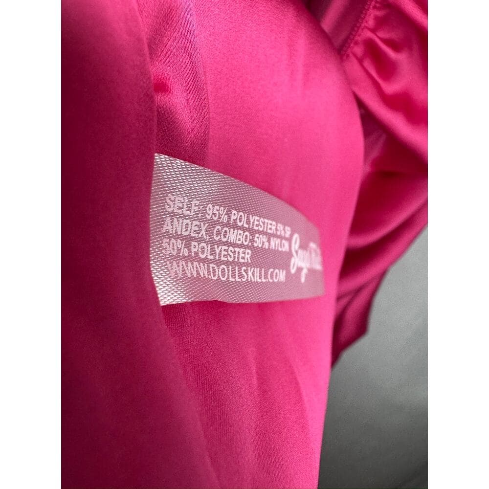 375. Sugar Thrillz Hot Pink Satin Ruched Bodycon Mini Dress Size XXS - Thumbnail 7