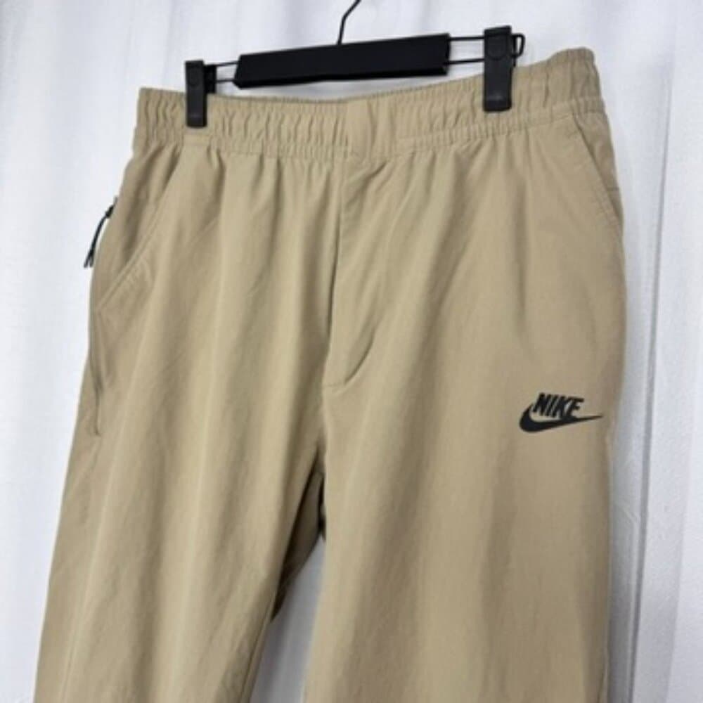 333. Nike Dri-FIT Woven Jogger Pants Beige Athletic Zip Pocket Men’s L - Thumbnail 3